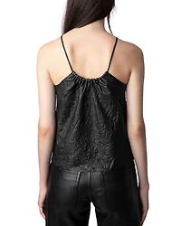 Crinkle Leather Keyhole Top