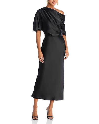 Amsale Draped Pencil Midi Dress