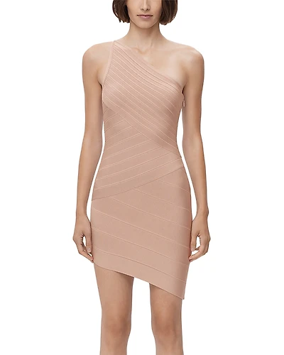 Herve Leger Asymmetric One Shoulder Mini Dress