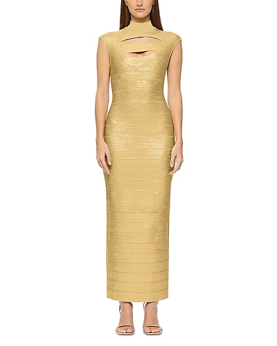 Herve Leger Foiled Cutout Bandage Gown