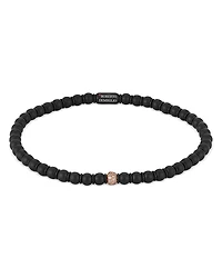 Roberto Demeglio 18K Rose Gold & Black Ceramic Champagne Diamond Stretch Bracelet