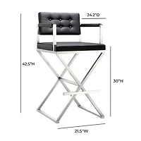 Director Performance Vegan Leather and Stainless Steel Barstool Black
