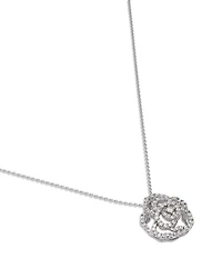 Diamond Rose Flower Openwork Pendant Necklace in 14K White Gold, 0.30 tcw
