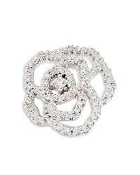 Diamond Rose Flower Openwork Stud Earrings in 14K White Gold, 0.30 tcw