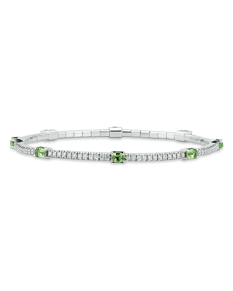 Extensible 18K White Gold Tsavorite & Diamond Stretch Tennis Bracelet