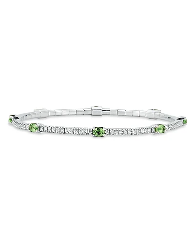 Extensible 18K White Gold Tsavorite & Diamond Stretch Tennis Bracelet