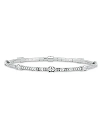 Extensible 18K White Gold Oval Diamond Station Stretch Tennis Bracelet