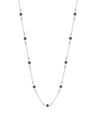 Precious Stone & Diamond Station Collar Necklace Collection in 14K White Gold, 18"