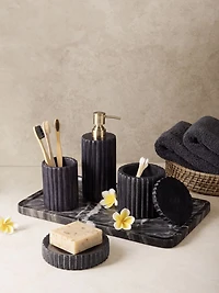 Roksana Black Marble Bath Accessories, Set of 4