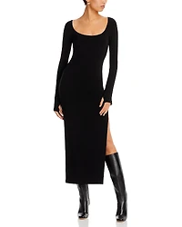 Norma Kamali Long Sleeve Side Slit Gown