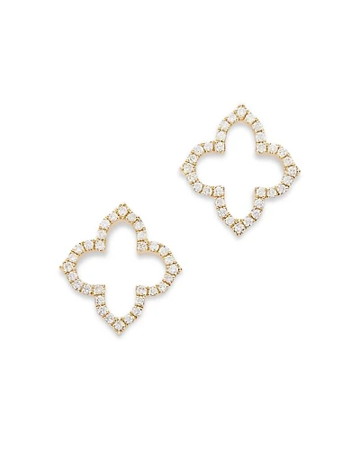 Diamond Clover Stud Earrings in 14K Yellow Gold