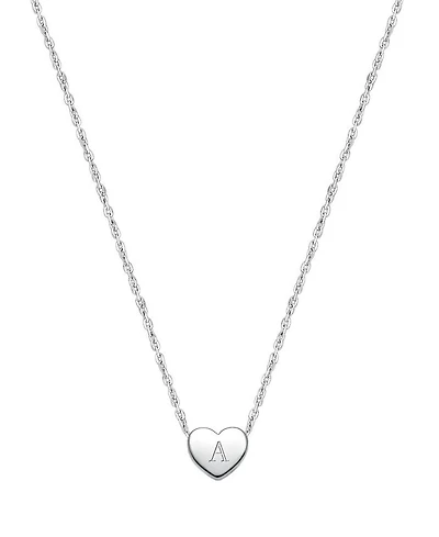 Girls' Sterling Silver Mini Sliding Heart & Engraved Initial 13-14" Necklace - Children