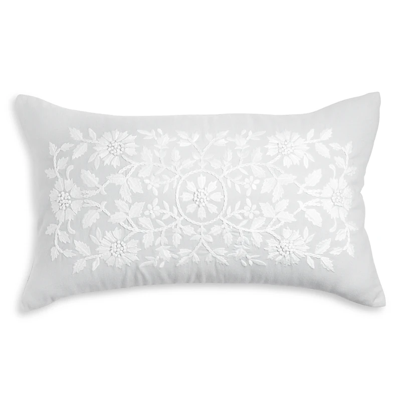 Sky Floral Embroidery Decorative Pillow, 14 x 24