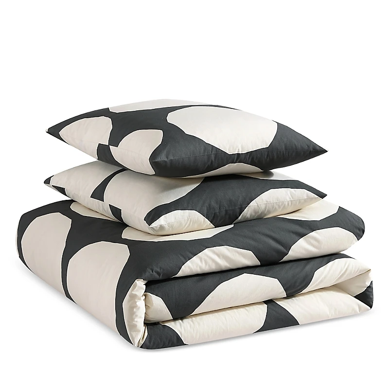 Marimekko Kivet Grey Cotton Duvet Cover Set, Full/Queen