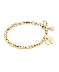 Tiny Blessings Girls' 14K Gold 3mm Beads & Diamond Initial 5.25" Bracelet - Children