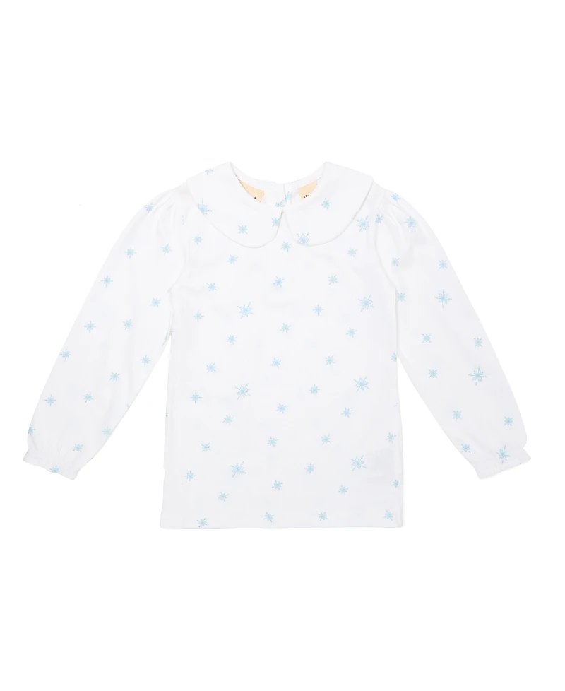 Dotty Dungarees Girls' Snowflake Print Peter Pan Collar Top - Baby, Little Kid
