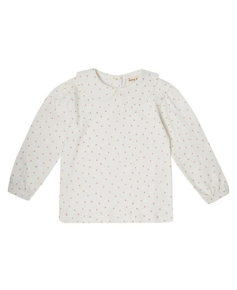Girls Peter Pan Collar Top with Pink Spots - Baby, Little Kid, Big Kid