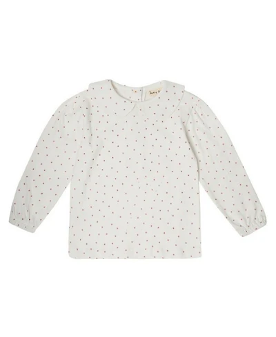 Girls Peter Pan Collar Top with Pink Spots - Baby, Little Kid, Big Kid