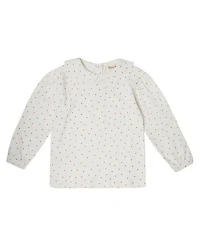 Girls Peter Pan Collar Top with Pink Spots - Baby, Little Kid, Big Kid