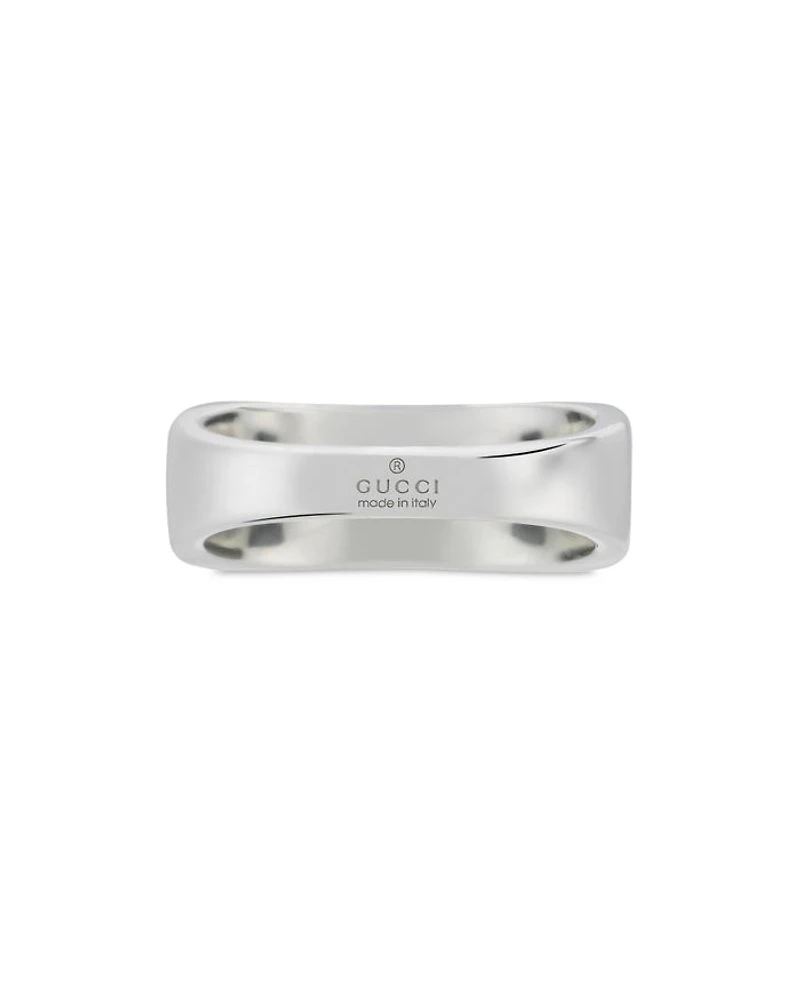 Sterling Silver Diagonal Interlocking G Rectangular Signet Ring