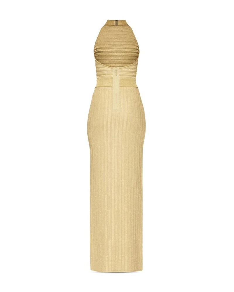 Halter Eyelash Knit Gown