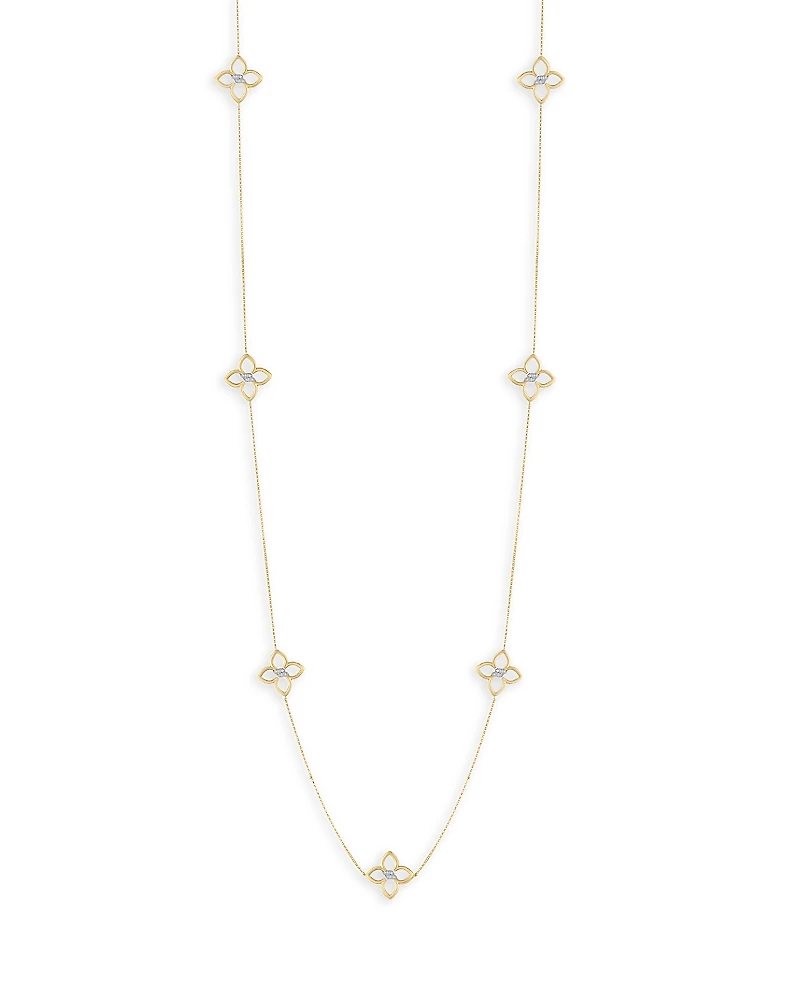 Roberto Coin 18K Yellow Gold Cialoma Diamond Openwork Flower Statement Necklace, 33
