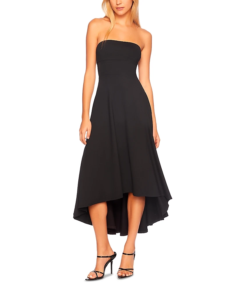 Susana Monaco Mesh Trim High Low Strapless Dress