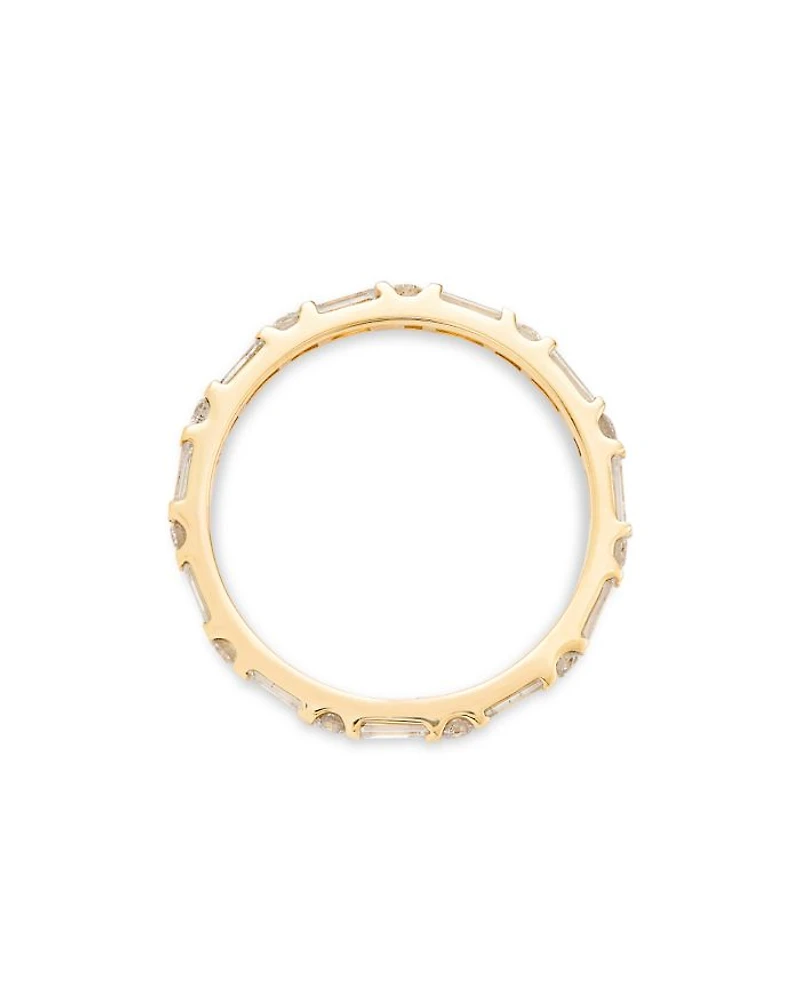 Diamond Baguette & Round Eternity Band in 14K Yellow Gold, 0.70 tcw