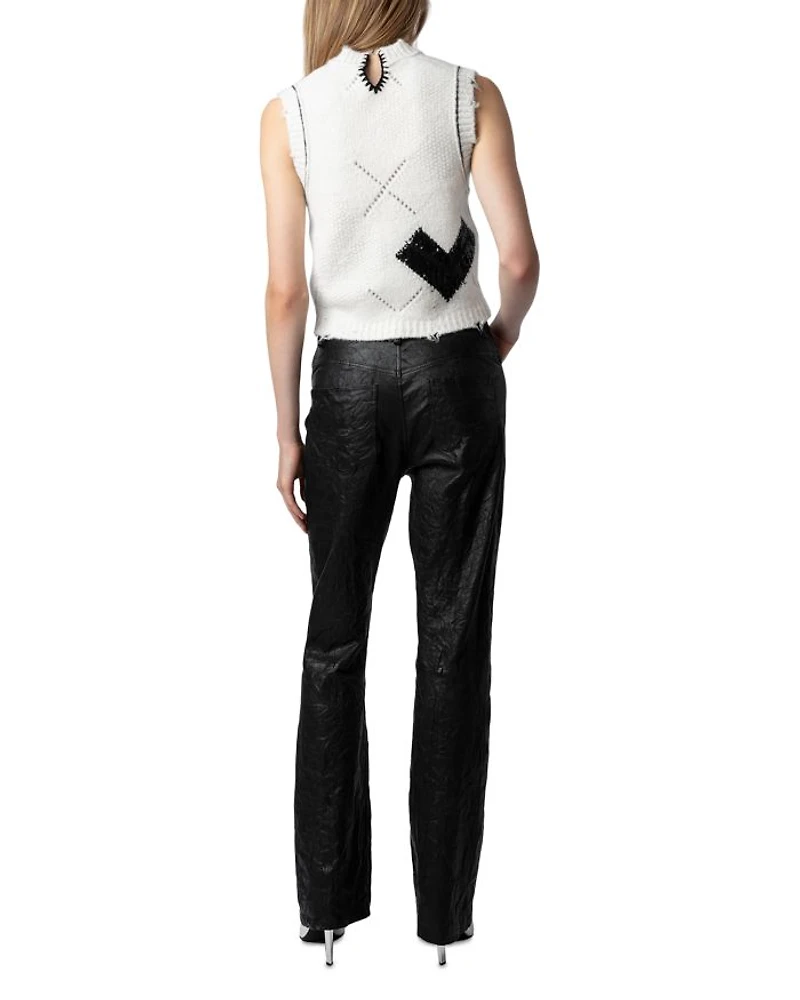 Karry Sleeveless Sequined Cardigan Sweater