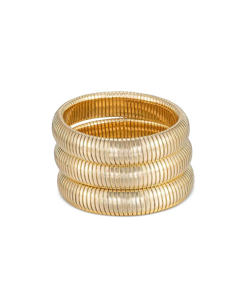 Golden Hour Stretch Bracelets 18K Gold Plated or Rhodium Plated, Set of 3