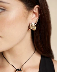 Curved Stud Earrings in 18K Gold Plated or Rhodium Plated
