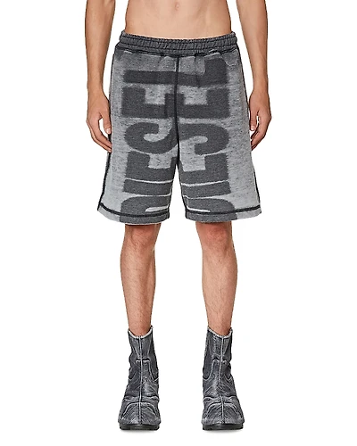 Diesel P-Rown Burnout Logo Regular Fit Sweat Shorts