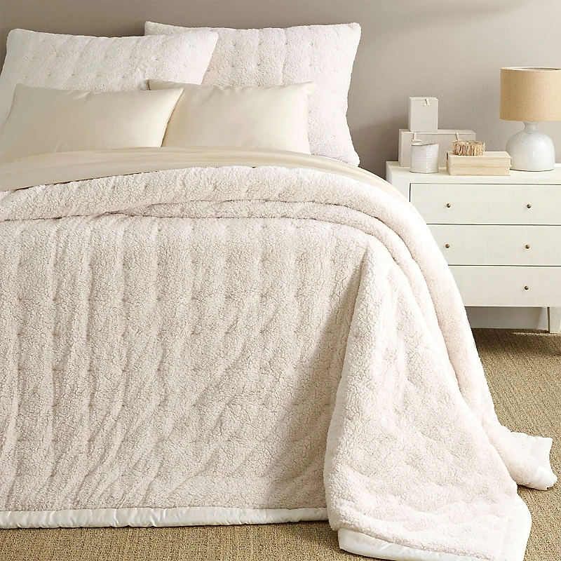 Annie Selke Marshmallow Fleece Puff Coverlet