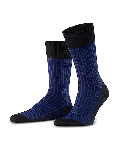 Falke Mercerized Cotton & Nylon Two Tone Stripe Jacquard Dress Socks