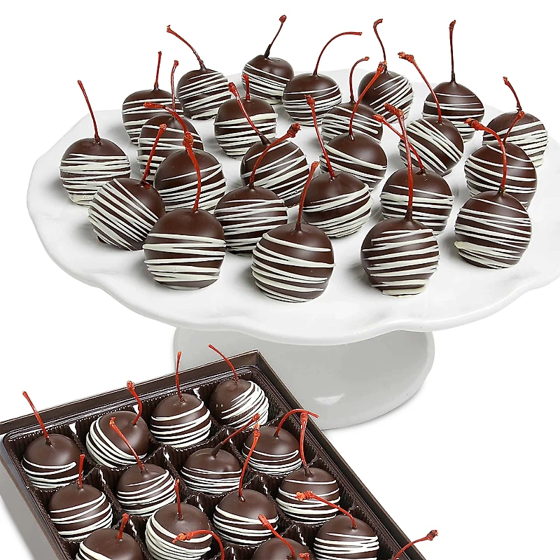 Chocolate Covered Company Premium Belgian Chocolate Covered Classic Cherries, 24 Piece