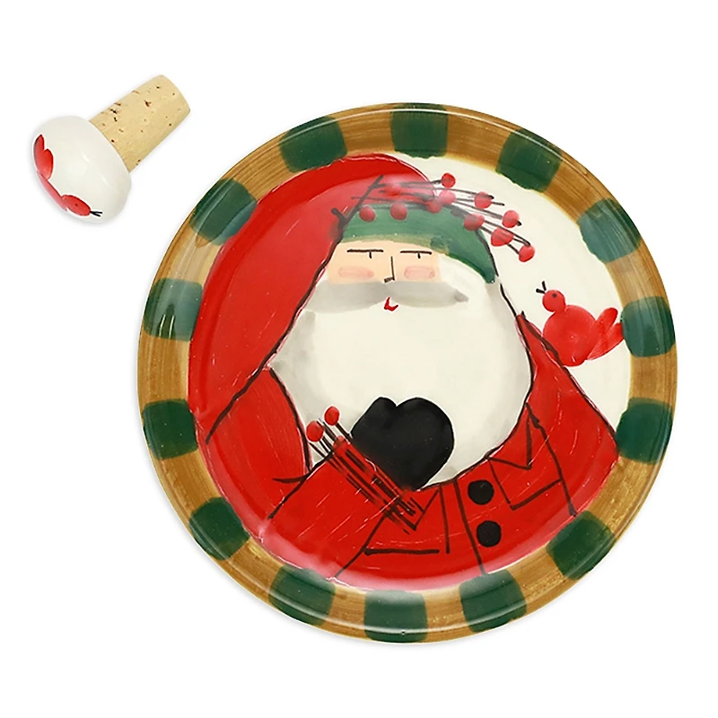 Vietri Old St. Nick Canape Plate with Cork Stopper