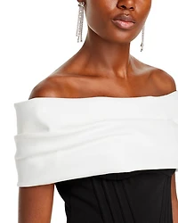 Scuba Crepe Off The Shoulder Corset Gown