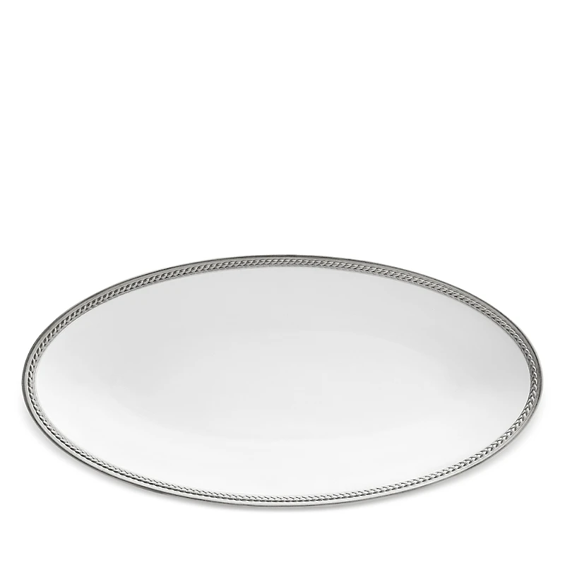 L'Objet Soie Tresse Platinum Oval Platter