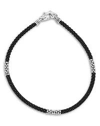 Men's Sterling Silver Anthem Black Beaded Bracelet - Exclusive
