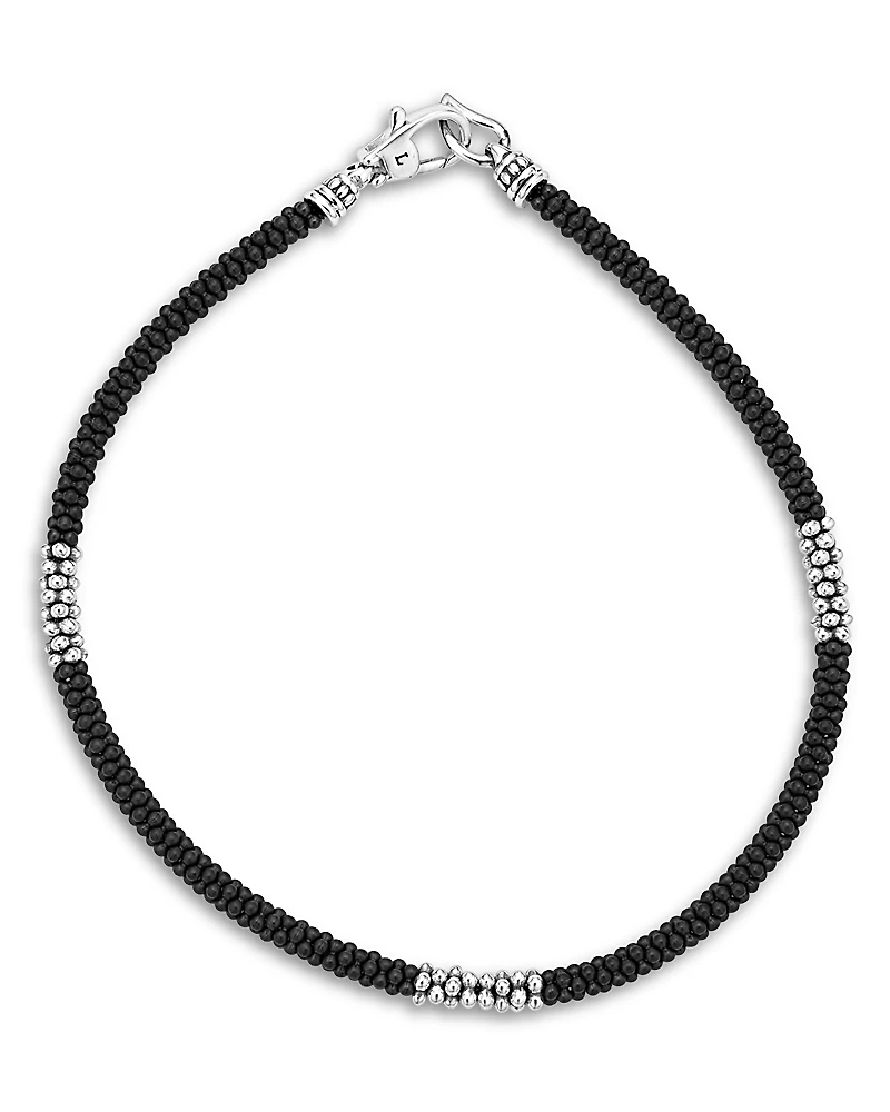 Lagos Men's Sterling Silver Anthem Black Beaded Bracelet - Exclusive