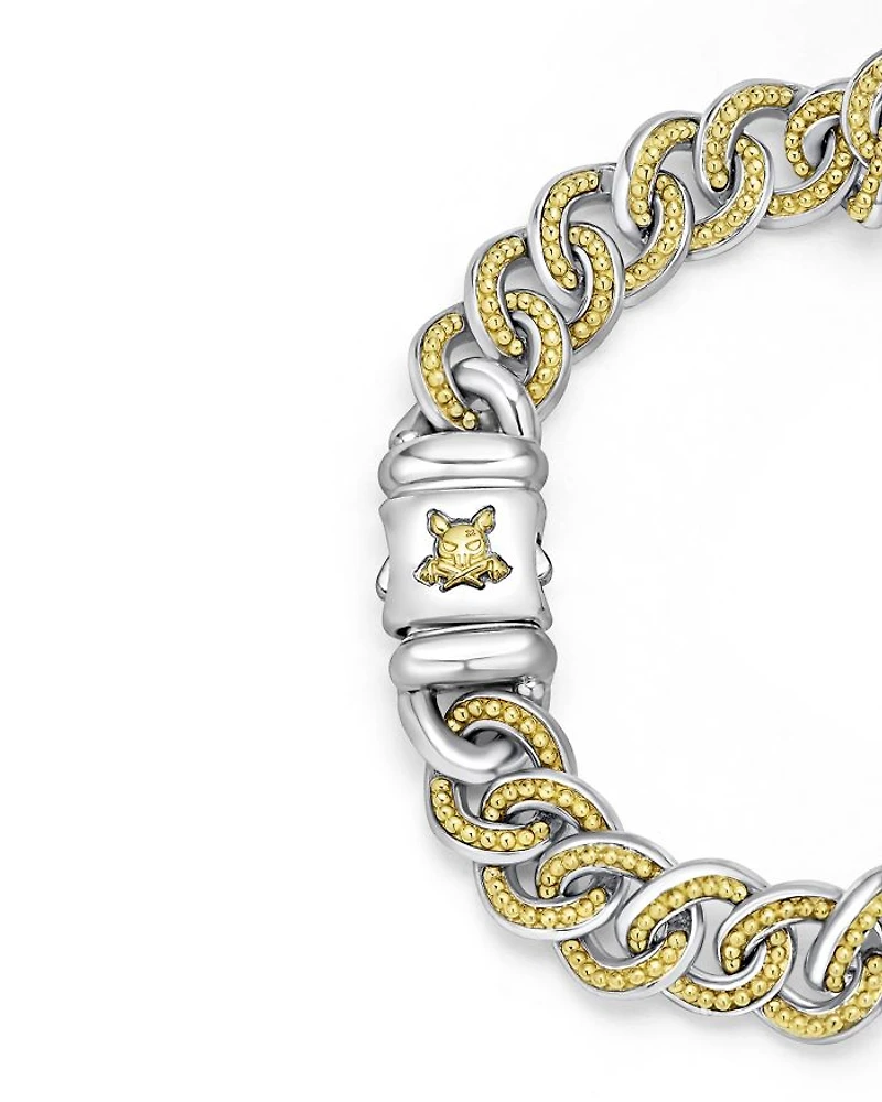 Men's 18K Yellow Gold & Sterling Silver Anthem Beaded Curb Link Bracelet - Exclusive