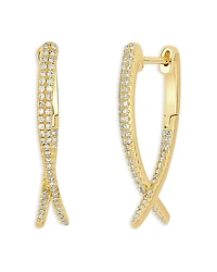 Ef Collection 14K Yellow Gold Diamond Loop Hoop Earrings