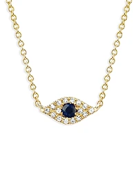 Ef Collection 14K Yellow Gold Diamond & Blue Sapphire Evil Eye Choker Necklace, 15.5