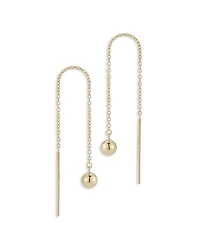 14K Yellow Gold Ball Threader Earrings