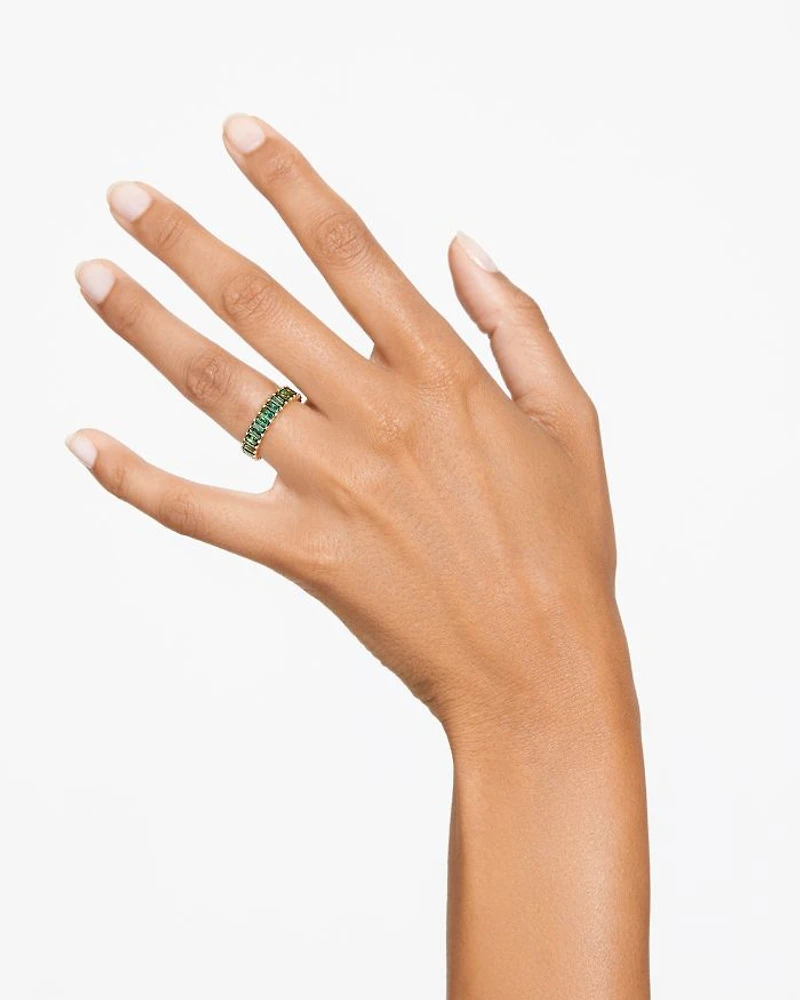 Matrix Green Baguette Crystal Stack Ring Gold Tone