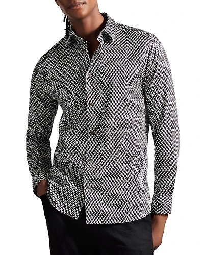 Ted Baker Laceby Slim Fit Geo Print Long Sleeve Shirt