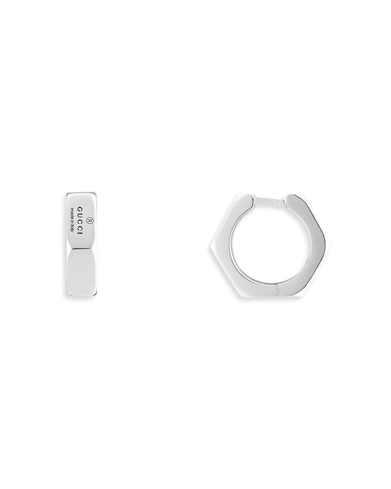 Sterling Silver Trademark925 Hexagon Huggie Hoop Earrings