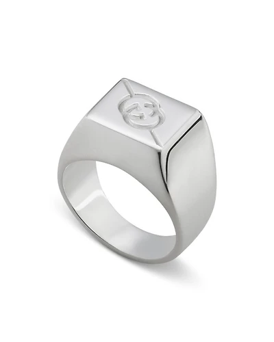 Men's Sterling Silver Tag925 Interlocking G Logo Ring