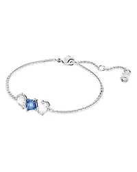 Mesmera Clear & Blue Mixed Cut Crystal Link Bracelet in Rhodium Plated