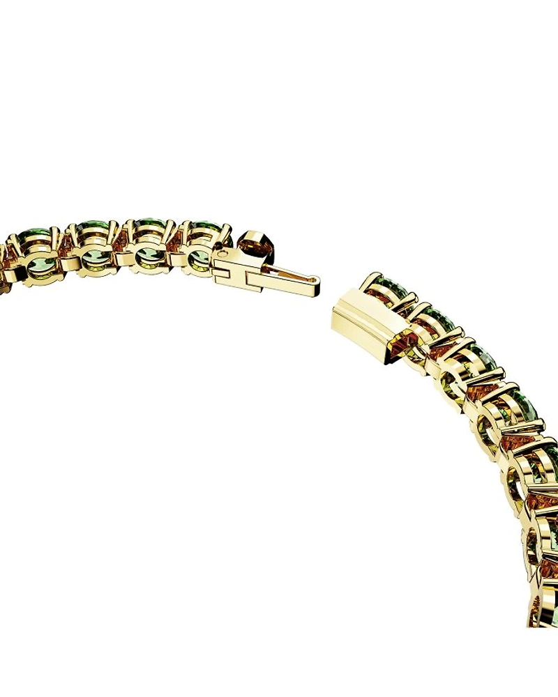 Matrix Blue Crystal Large Tennis Bracelet in Gold Tone